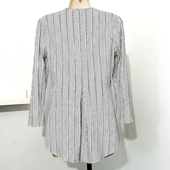 Veronica Beard Pismo Blouse White Navy Blue Stripe Coastal Nautical - Picture 7 of 14